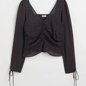 Black and Red Ruched Women's Top hearts